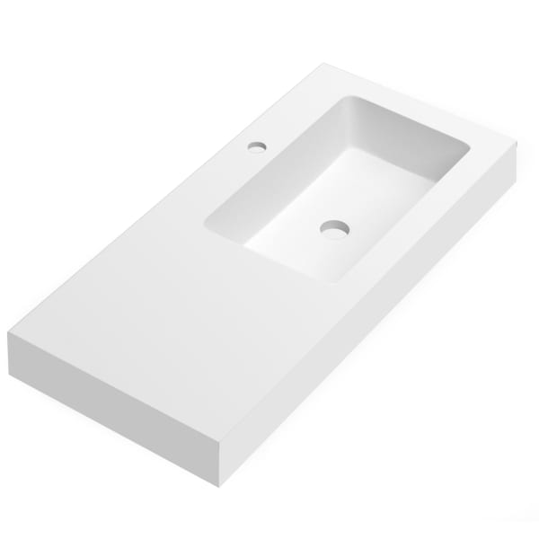 Lavabo con faldón para baño blanco mate 110cm (30+80)