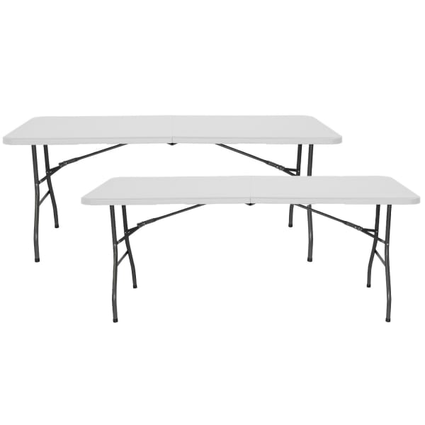 Pack 2 mesas dobráveis 240cm retangular branco retangular restauração