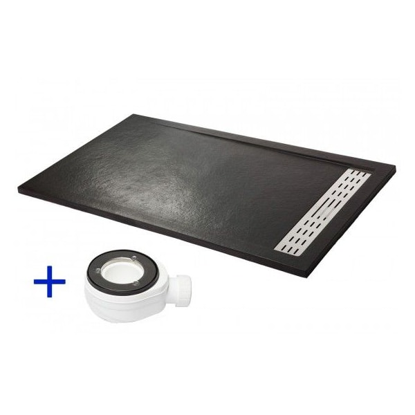 Base de duche Premium de Mineral Antiderrapante 90x130 Preto - Ral 9005