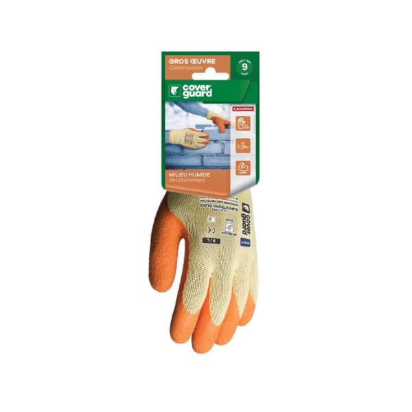 Guantes de manipulación (trabajo pesado) de látex 1laco0p009, talla 9