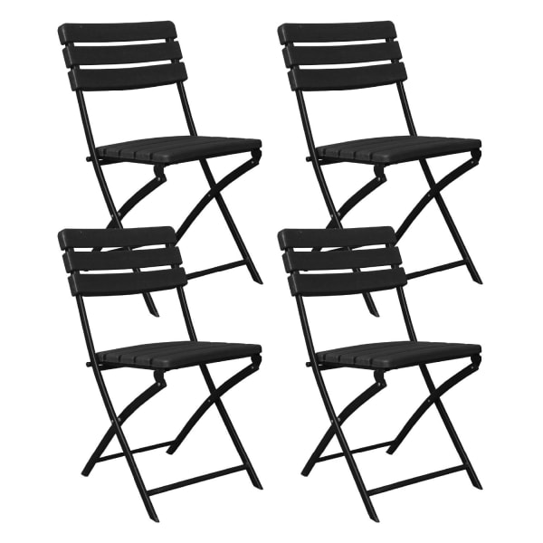 Pack 4 cadeiras dobráveis efeito madeira preto 55x46x81cm 7house