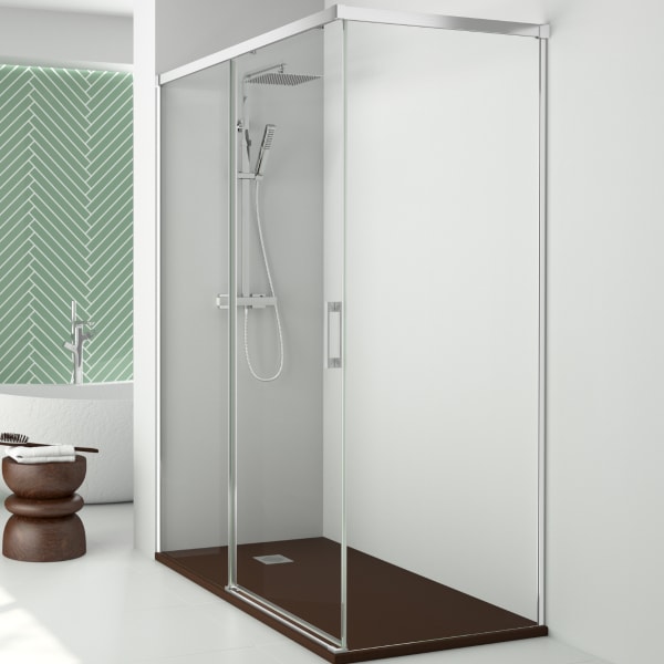 Mampara ducha rectangular frente 200 - lateral 80 cm | transparente cromo