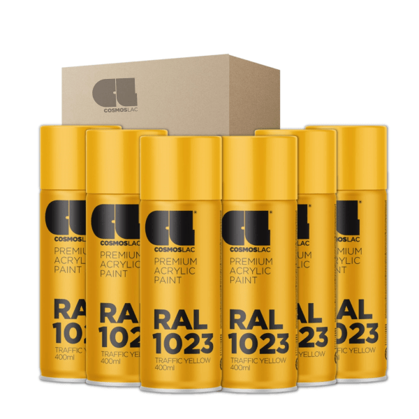 6 x spray premium acrylic brillante ral  400 ml (ral 1023 amarillo)