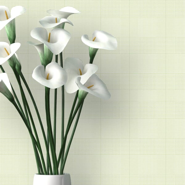 Papel pintado tnt con efecto textil pata de gallo verde