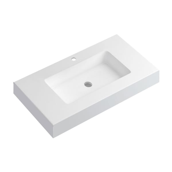 Lavabo con faldón para baño blanco mate  180cm