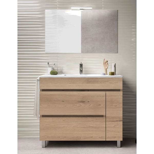 Mueble de Baño CAPRERA, lavabo y espejo 100x40Cm Estepa