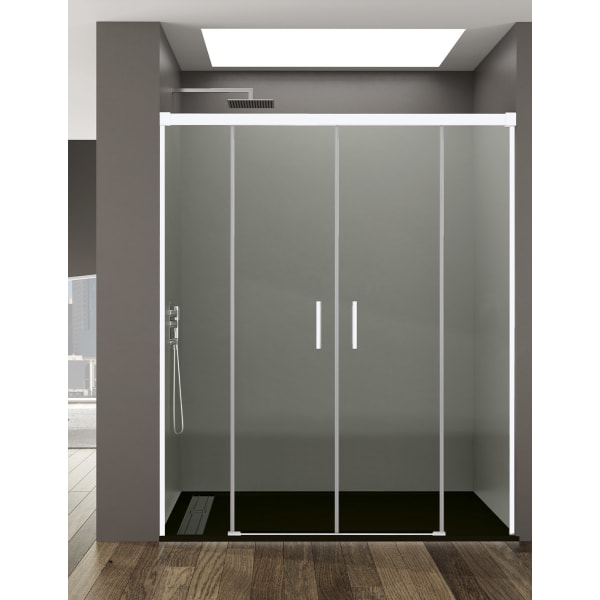 Resguardo frontal de chuveiro BASIC 2+2 210cm - Transparente - Branco