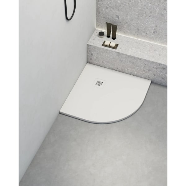 Plato de ducha poalgi - 90x90 cm semicircular - blanco - extraplano