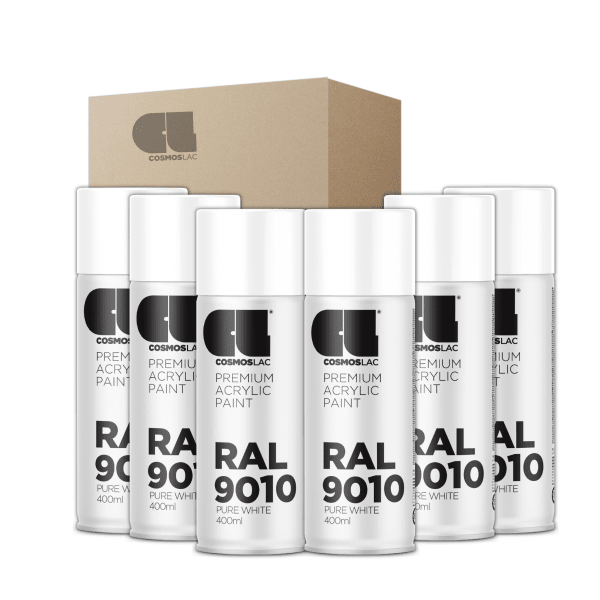 6 x spray premium acrylic brillante ral  400 ml (ral 9010 blanco puro)
