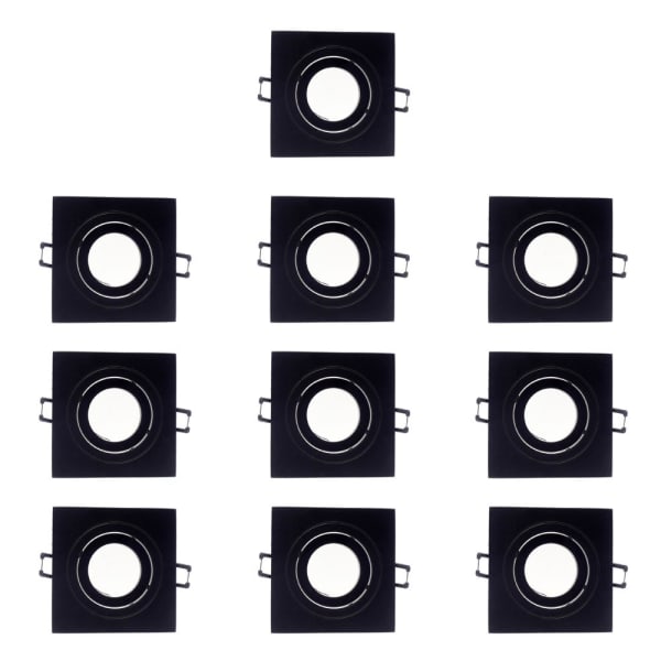 Pack 10 foco embutido ajustável classic quadrado preto wonderlamp 1xgu10