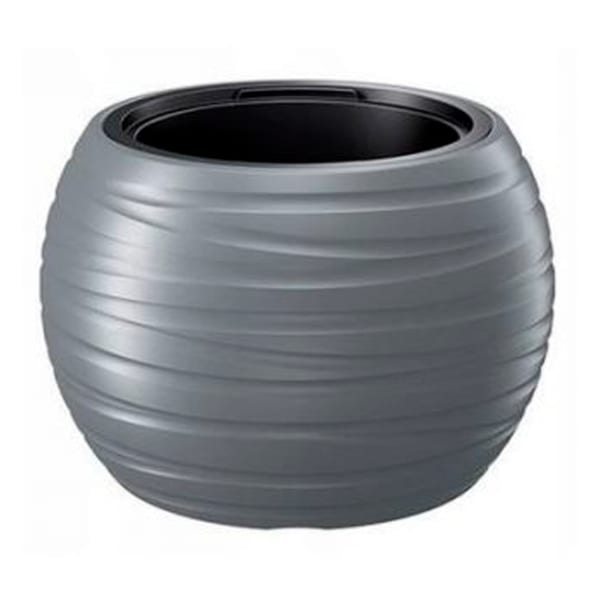 Potão redonda com 25L de pedra de plástico cor cinza 39,6x39,6x26 cm
