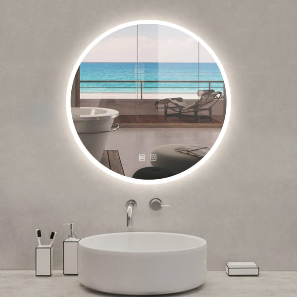 Espejo redondo de baño led 60cm + antivaho + brillo ajustable