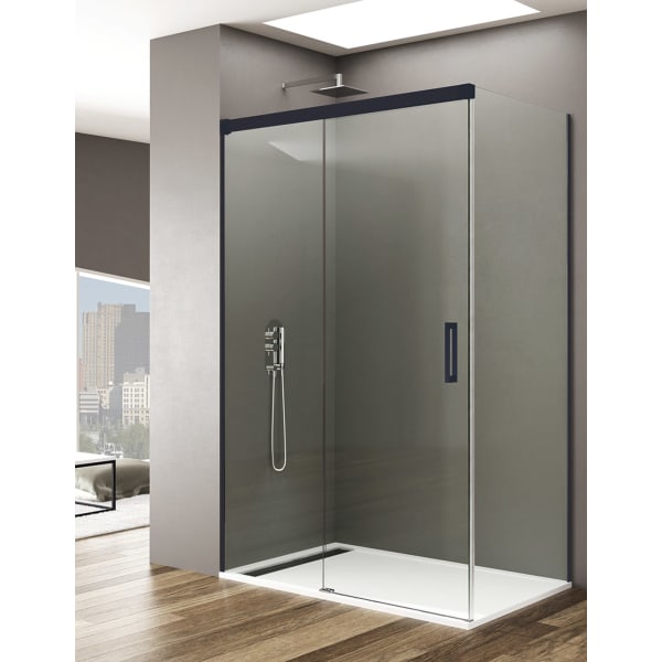 Resguardo de chuveiro BASIC 1+1 160x80 cm Transparente - Preto