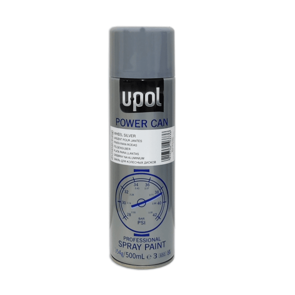 Spray u-pol power can pcas plata llantas 500 ml