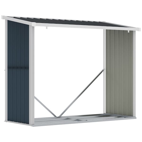 Casetilla para leña 185x84x148.5 cm acero lacado color gris Outsunny