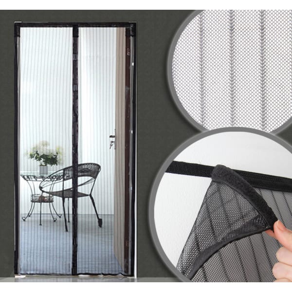 Mosquitera cortina magnética para puerta - an 130 x al 215 cm - negro
