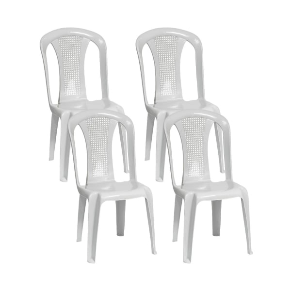 Pack 4 sillas de exterior apilables sin reposabrazos napoli blanco 56x75x79
