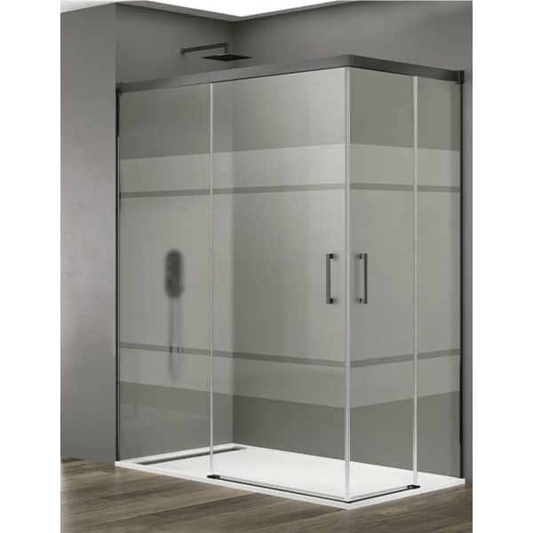Cabine angular, resguardo BASIC 2+2 120x75 cm - Serigrafado- Titânio
