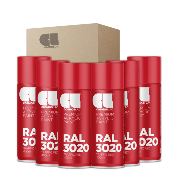 6 x spray premium acrylic brillante ral  400 ml (ral 3020 rojo trã¡fico)
