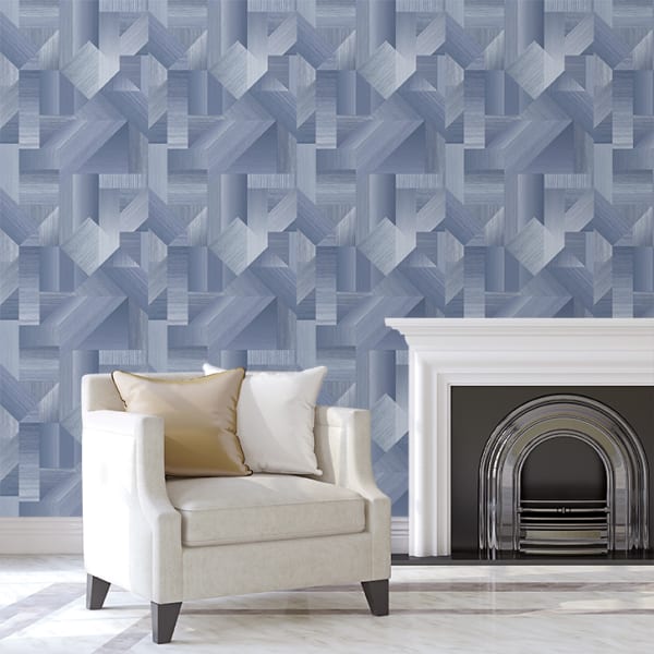 Papel pintado tnt textura formas madera azul