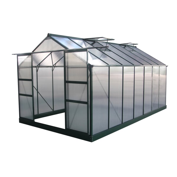 Invernadero para jardín en policarbonato dahlia verde pino 13,29 m²