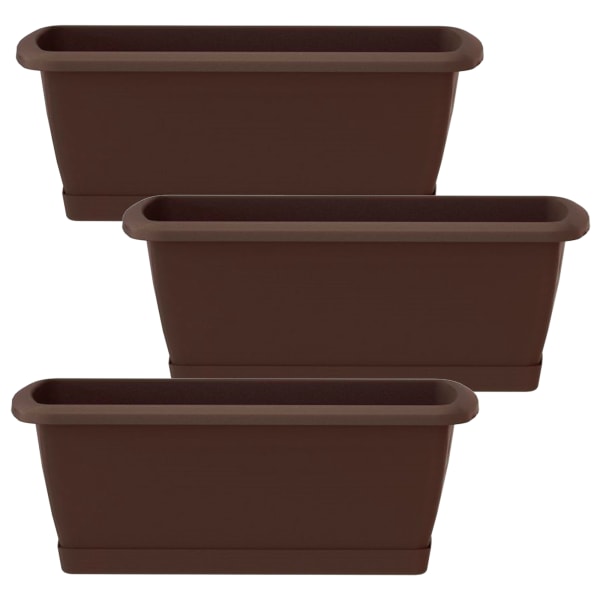 WellHome Pack 3 jardineras con soporteRespana setMarron - 78,6x18,4x14,5 cm