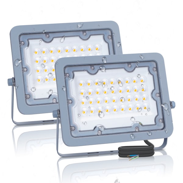Aigostar refletores LED para exteriores 30w, 3000k 2450lm, ip65, 2 peças