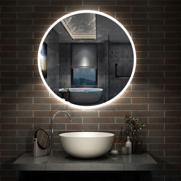 Espelho de casa de banho led 80cm + anti-embaciamento + brilho ajustável
