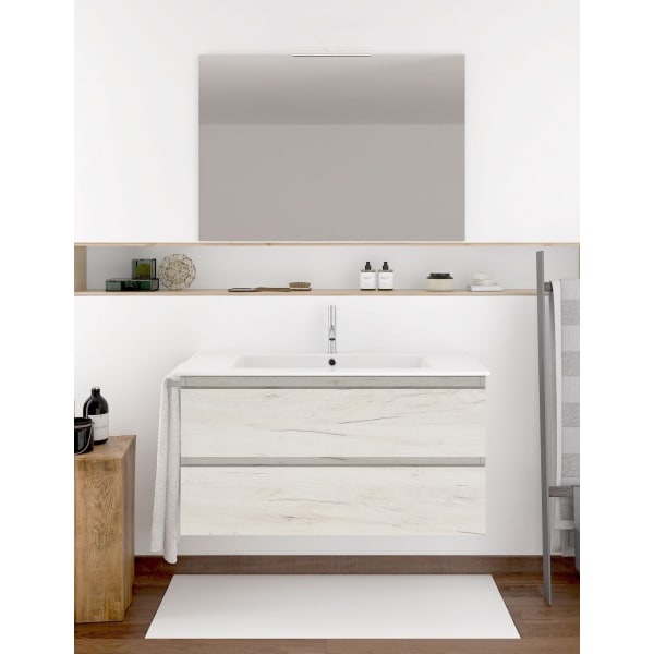 Móvel de banho IBIZA, lavatório e espelho NORDIC BRANCO 120x45Cm