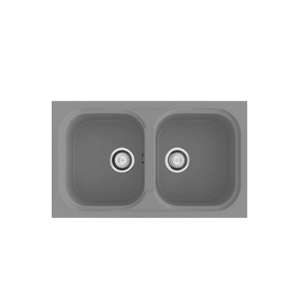 Poalgi - fregadero amatista gris - sobre encimera - 2 cubetas