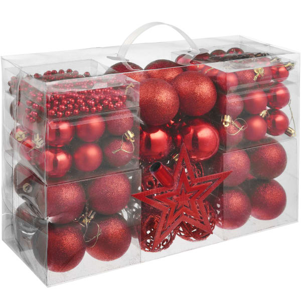 Conjunto de 86 bolas de natal vermelhas