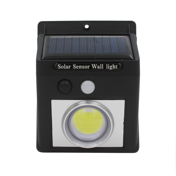 Aplique solar led de parede com crepúsculo e sensor de movimento preto