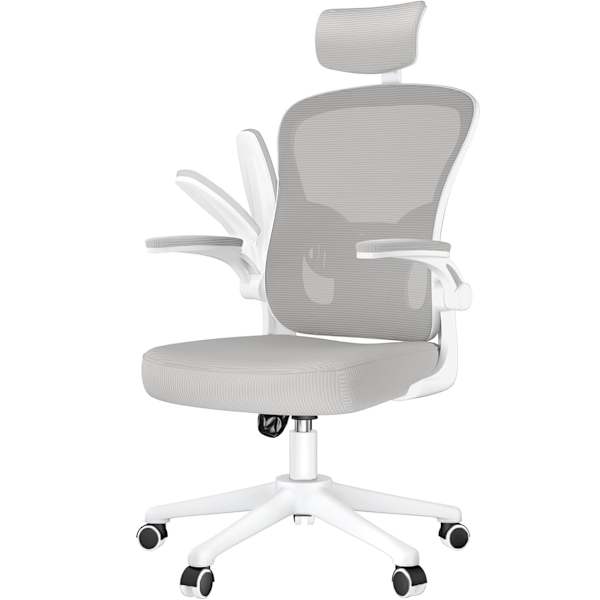 Silla de oficina a con soporte lumbar ajustable- blanco/gris