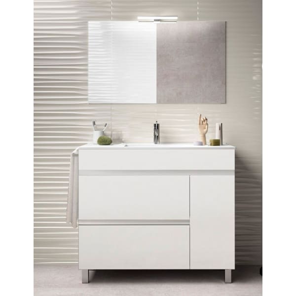 Mueble de baño caprera, lavabo y espejo 120x45cm blanco