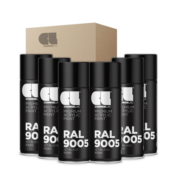 6 x spray premium acrylic brillante ral  400 ml (ral 9005 negro intenso)