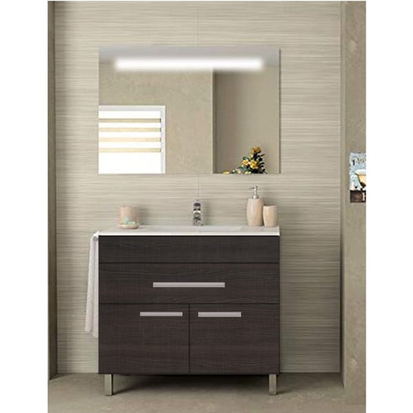 Mueble de baño bahia con lavabo y espejo 120x45cm roble sinatra