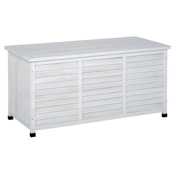 Baúl de madera 127x56x60 cm madera de abeto color blanco Outsunny