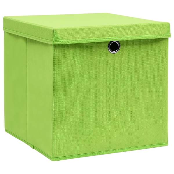 vidaXL cajas de almacenaje con tapas 4 uds verde 28x28x28 cm
