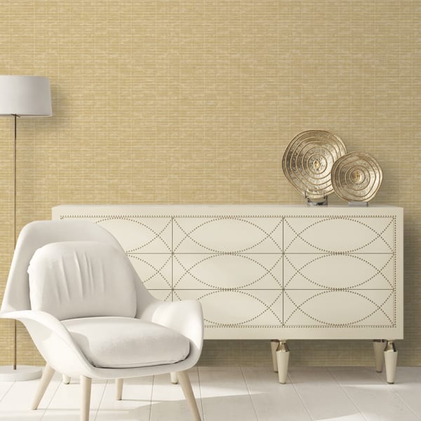 Papel pintado tnt textura cosido ondulante ocre