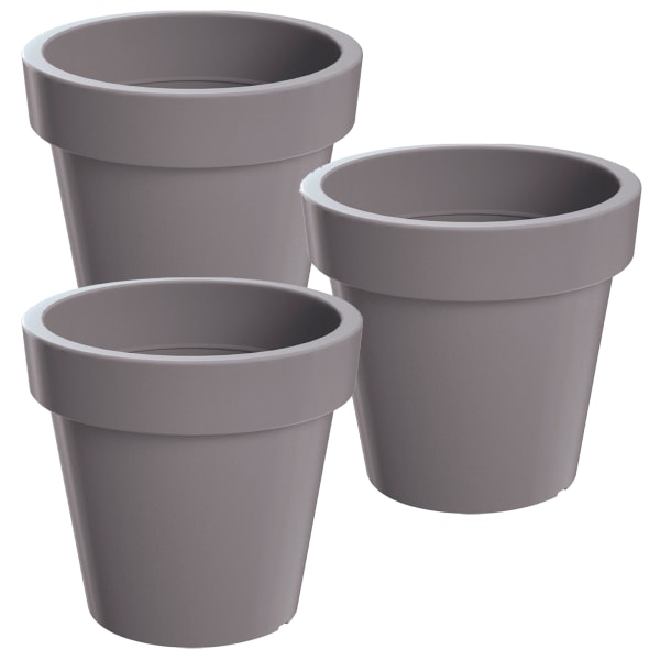 WellHome Pack 3 potes plástico LOFLY  Cinzenta - 19,6x19,6x18,1 cm