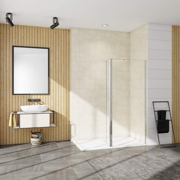 Panel de ducha panel fijo+lateral giratorio,barra1 90cm,(140+40)x200cm