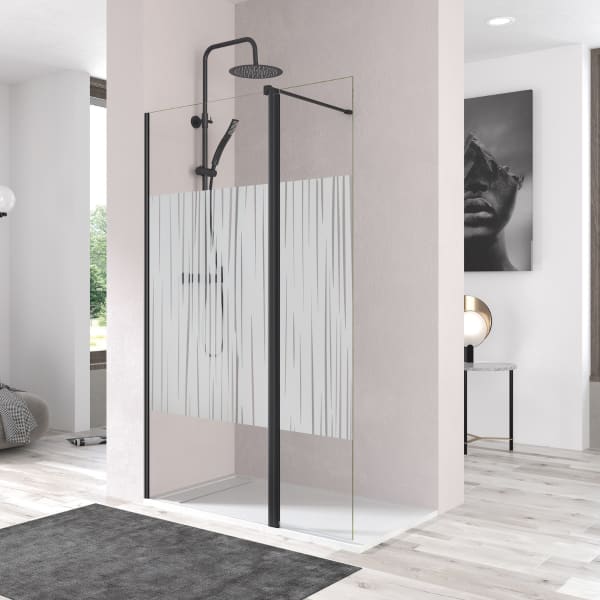 Cabina duche porta pivotante 90cm + 40cm serigrafía preto