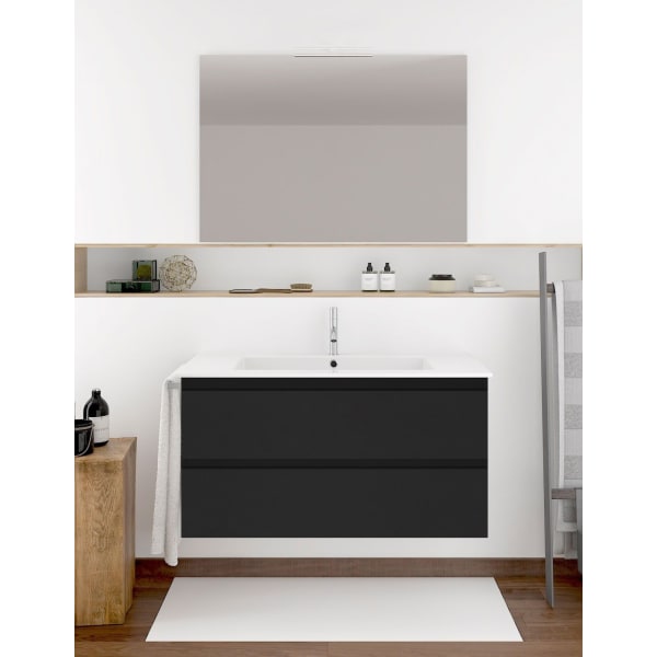 Mueble de baño ibiza con lavabo y espejo 80x40cm grafito