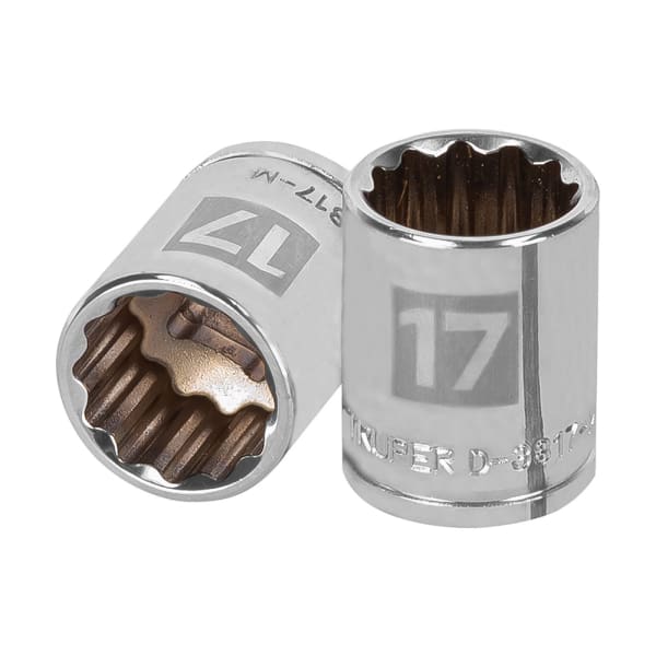 Llave vaso bihexagonal, cuadro 3/8" - 17 mm