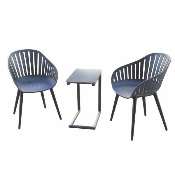 Conjunto de jardín chillvert lacio aluminio y resina 2 sillas + 1 mesa negr