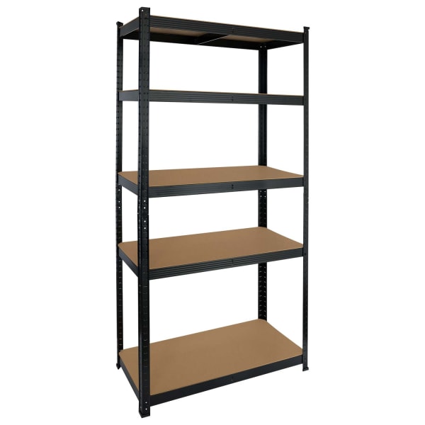 Estante modular preta com 5 prateleiras ajustáveis 180x90x40cm 950kg 7house