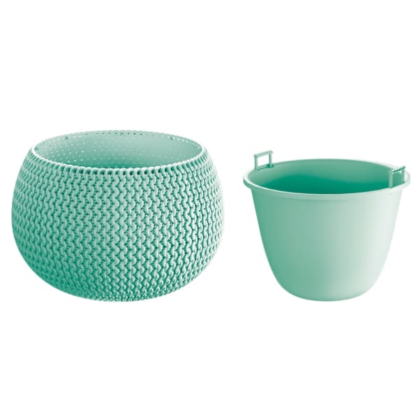 Maceta redonda con deposito Splofy Bowl plastico  verde