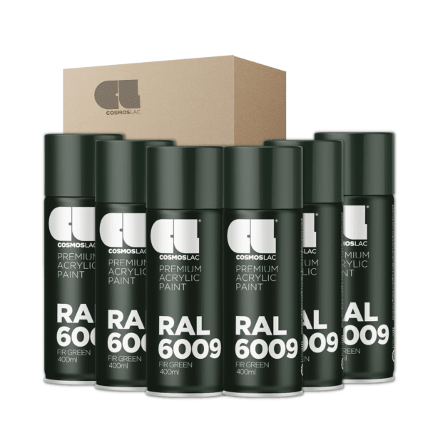 6 x spray premium acrylic brillante ral  400 ml (ral 6009 verde abeto)