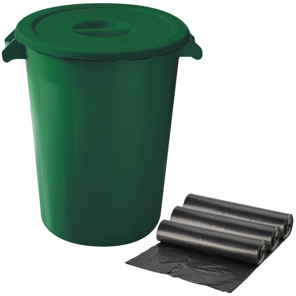 WellHome Cubo industrial + 3 sacos de lixo de embalagem, Verde; 100L