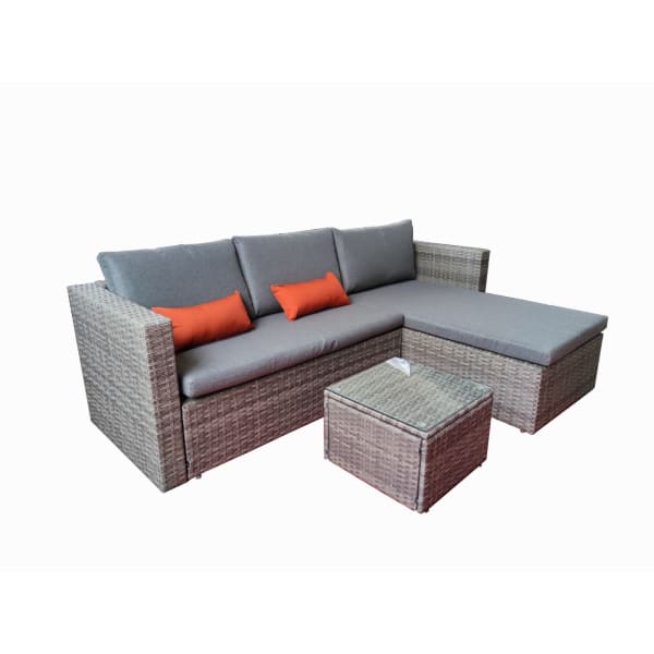 Sofa Chaise Longue de Ratan + Mesa. Modelo MS029-1-GR